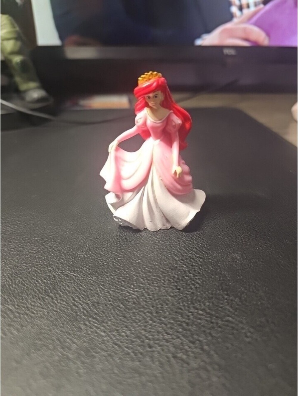 Princess Ariel The Little Mermaid In Pink Dress Gown  3" Cake Topper